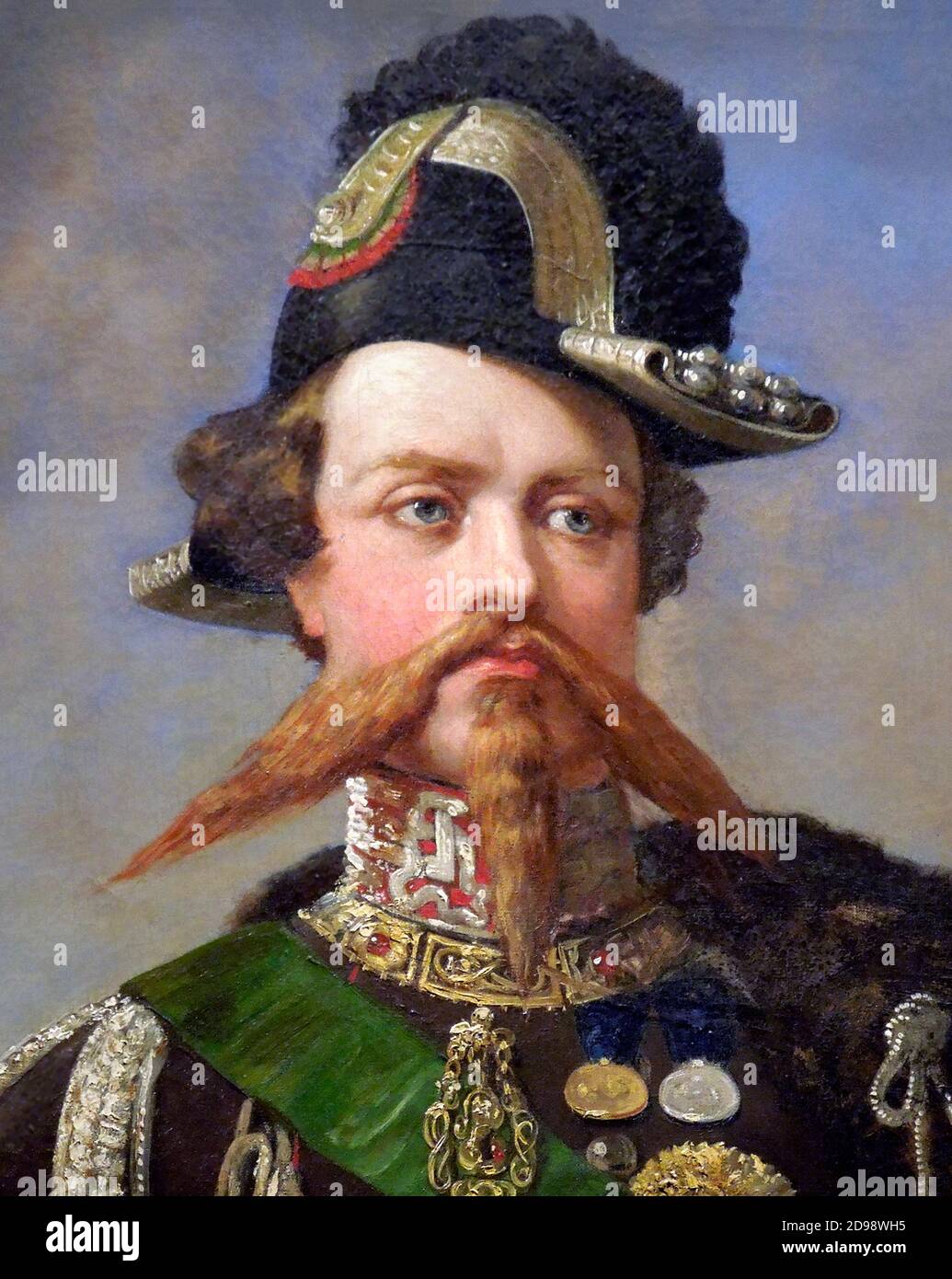 Victor Emmanuel II. Portrait of the King of Italy, Victor Emmanuel II (Vittorio Emanuele II: 1820-1878) by Louis William Desanges Stock Photo