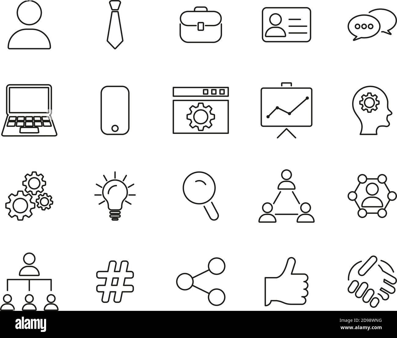 Office Worker Icons Black & White Thin Line Set Big Stock Vector