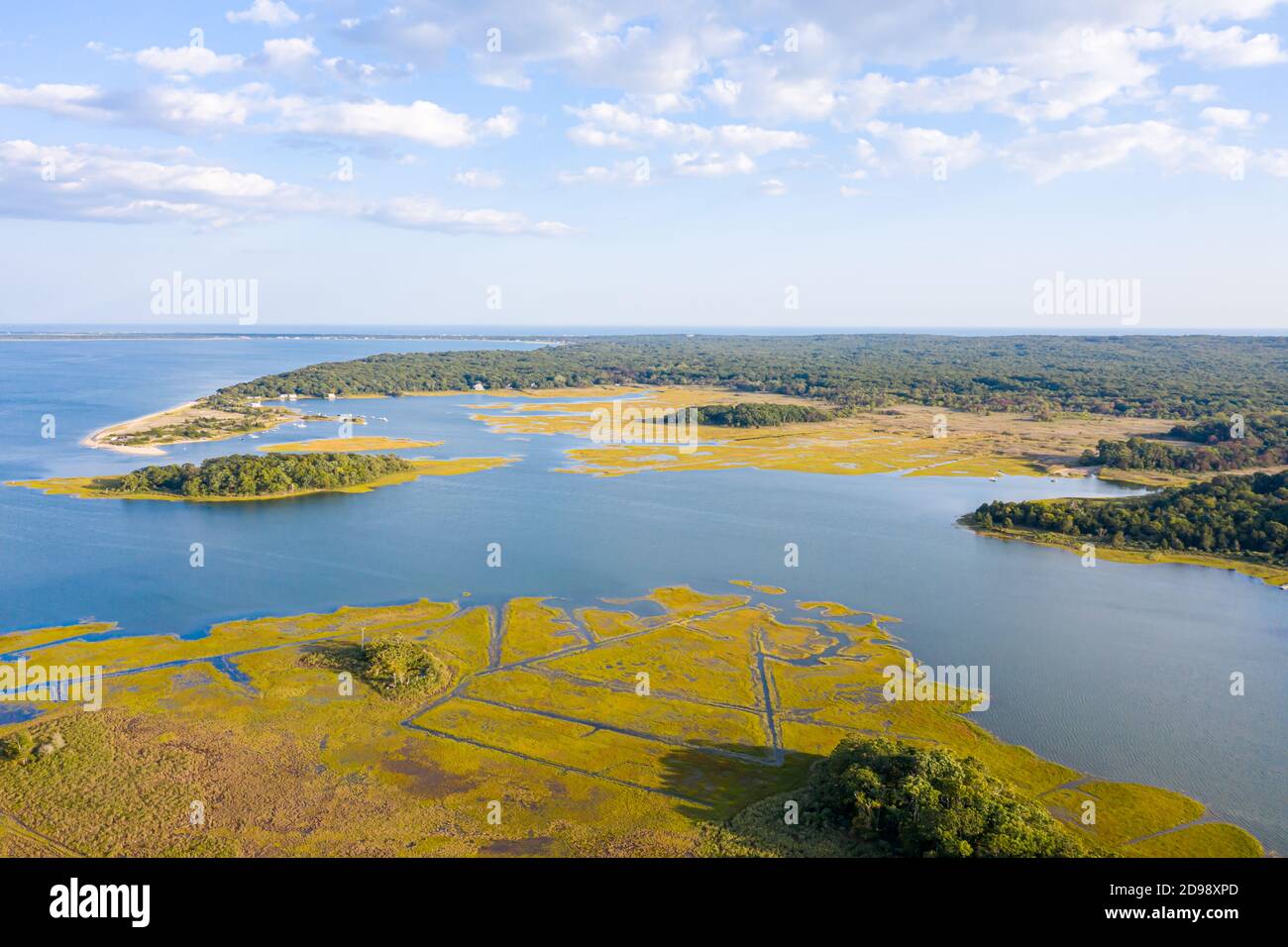 Aerial view of Louse Point road and surrounding area, East Hampton, NY