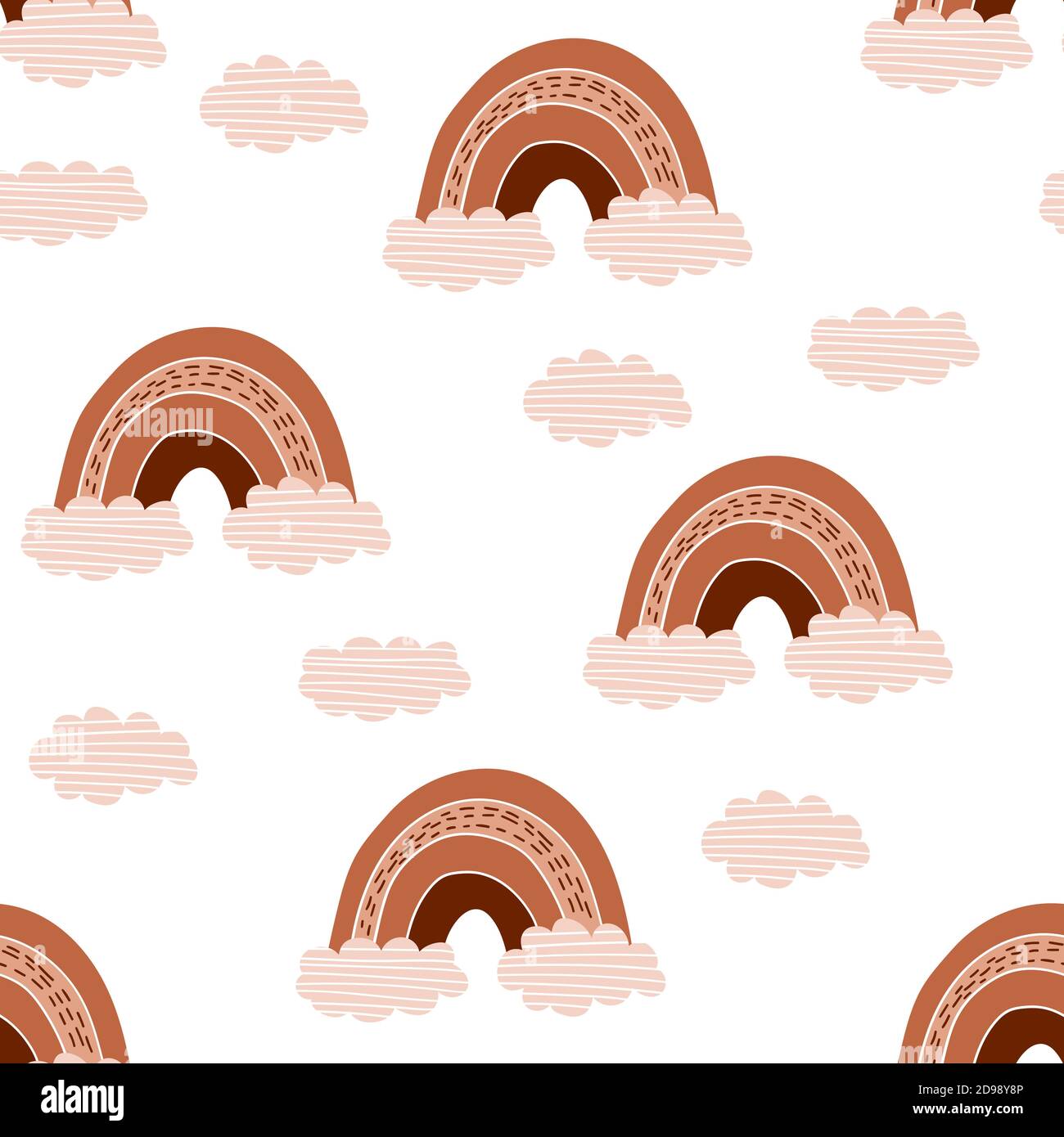 Seamless cute rainbow pattern sky with rainbows and clouds hi-res stock ...