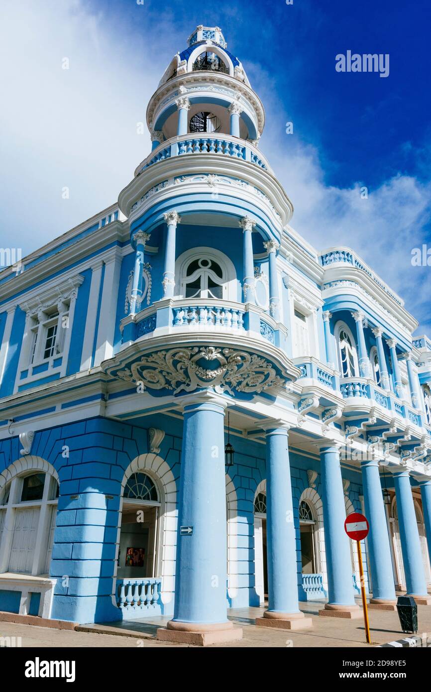 The Ferrer palace with lookout tower, famous neoclassical building, now Casa de la Cultura Benjamin Duarte - Provincial House of Culture. Cienfuegos, Stock Photo