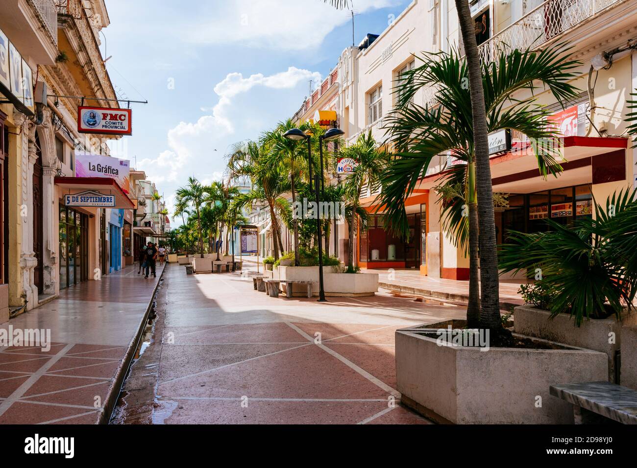 Boulevard San Fernando, pedestrian area. Cienfuegos, Cuba, Latin America and the Caribbean Stock Photo