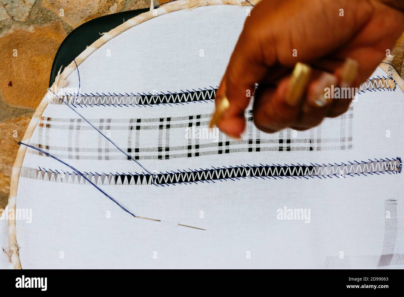 Embroidery frame. Trinidad is famous for its embroidery crafts