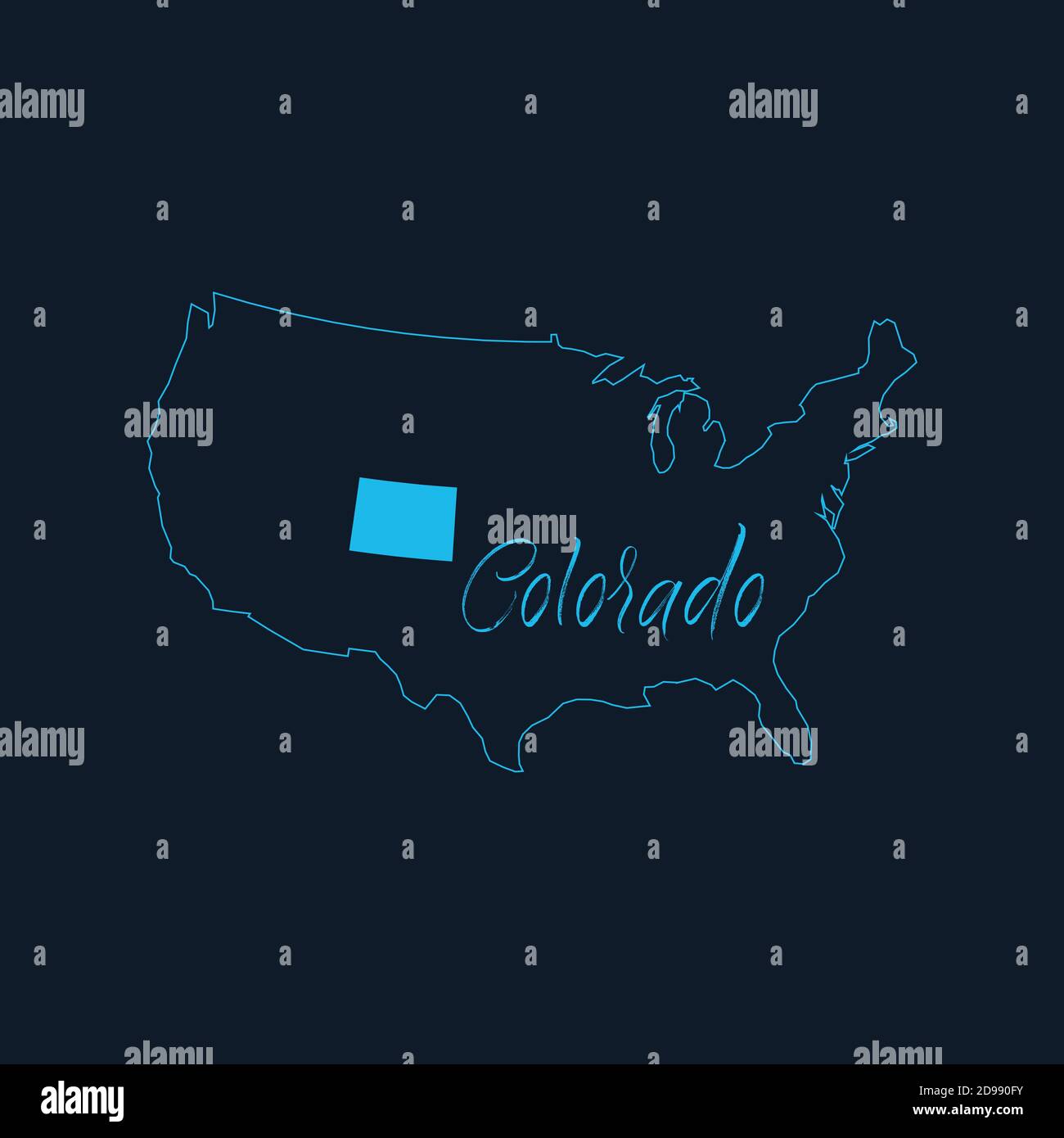 Colorado state highlighted on United States of America map , USA ...