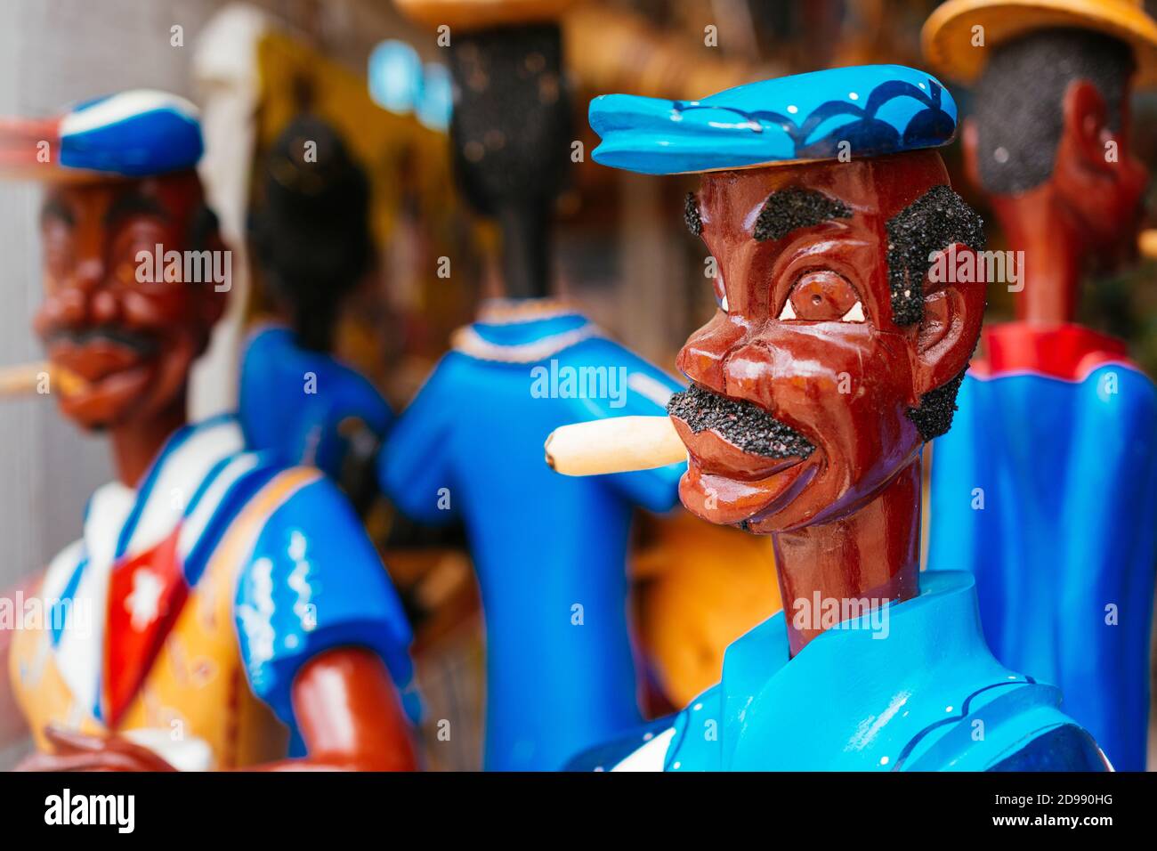 Wooden carvings inspired by Afro-Cuban culture for sale as a souvenir for tourists. Trinidad, Sancti Spíritus, Cuba, Latin America and the Caribbean Stock Photo