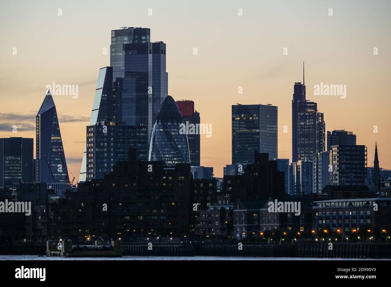 London City skyscrapers at sunset, England United Kingdom UK Stock ...