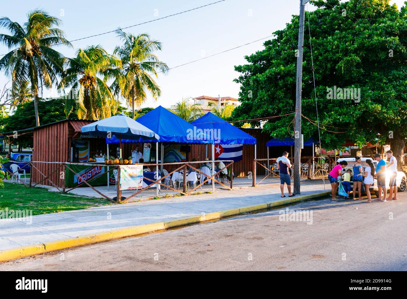 Bar with terrace frequented by Cubans. Varadero, Cárdenas, Matanzas, Cuba, Latin America and the Caribbean Stock Photo