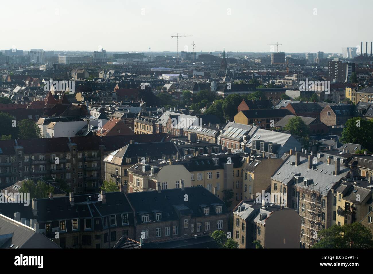 Aerial view of the city of Copenhagen, Denmark in the morning Stock Photo