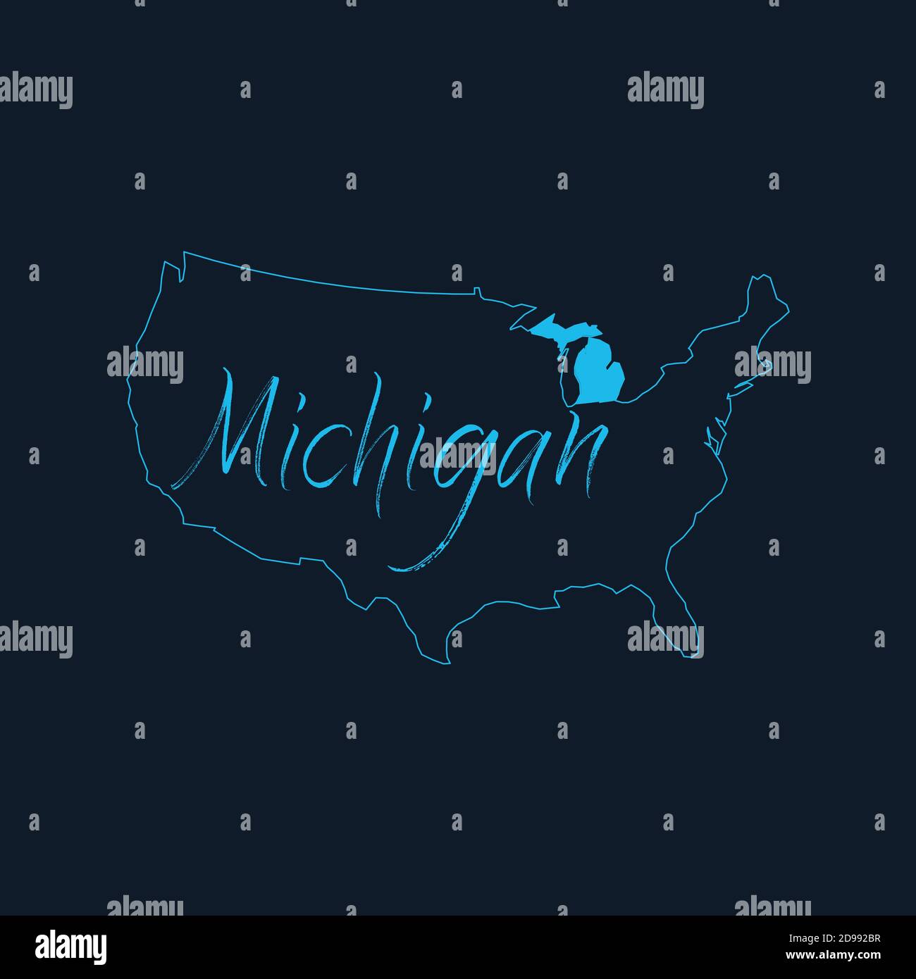 Michigan state highlighted on United States of America map , USA