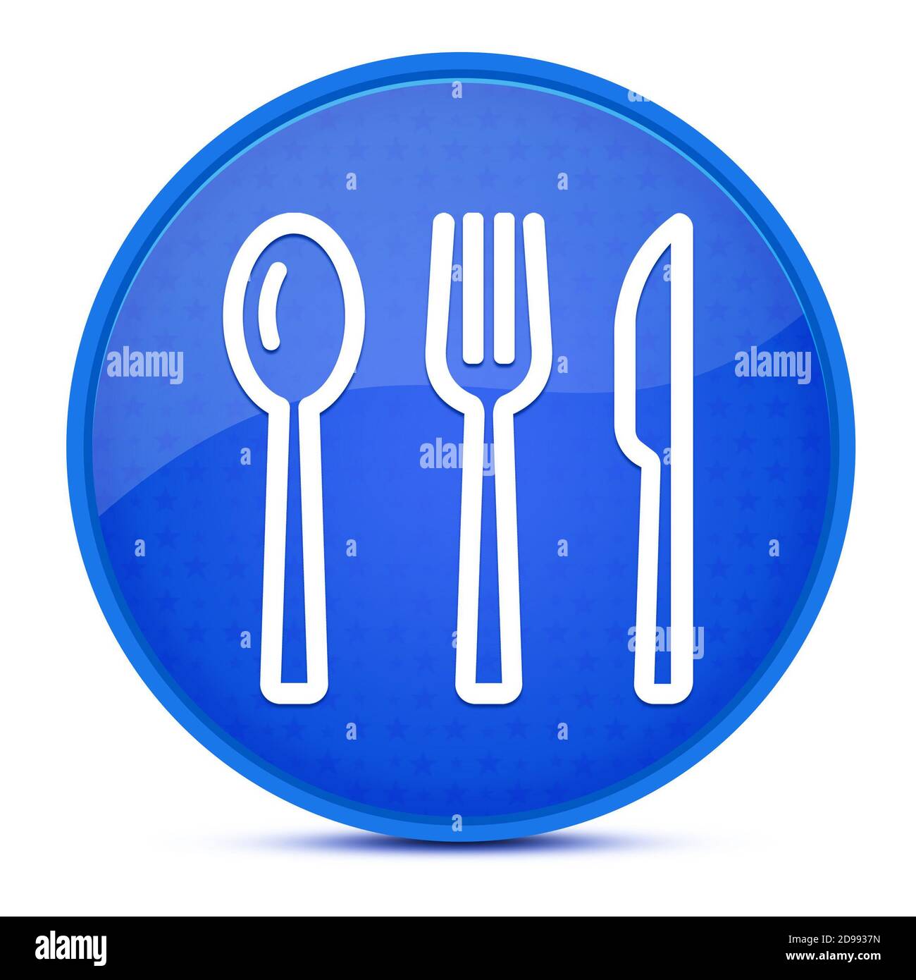 Cutlery aesthetic glossy blue round button abstract illustration Stock Photo