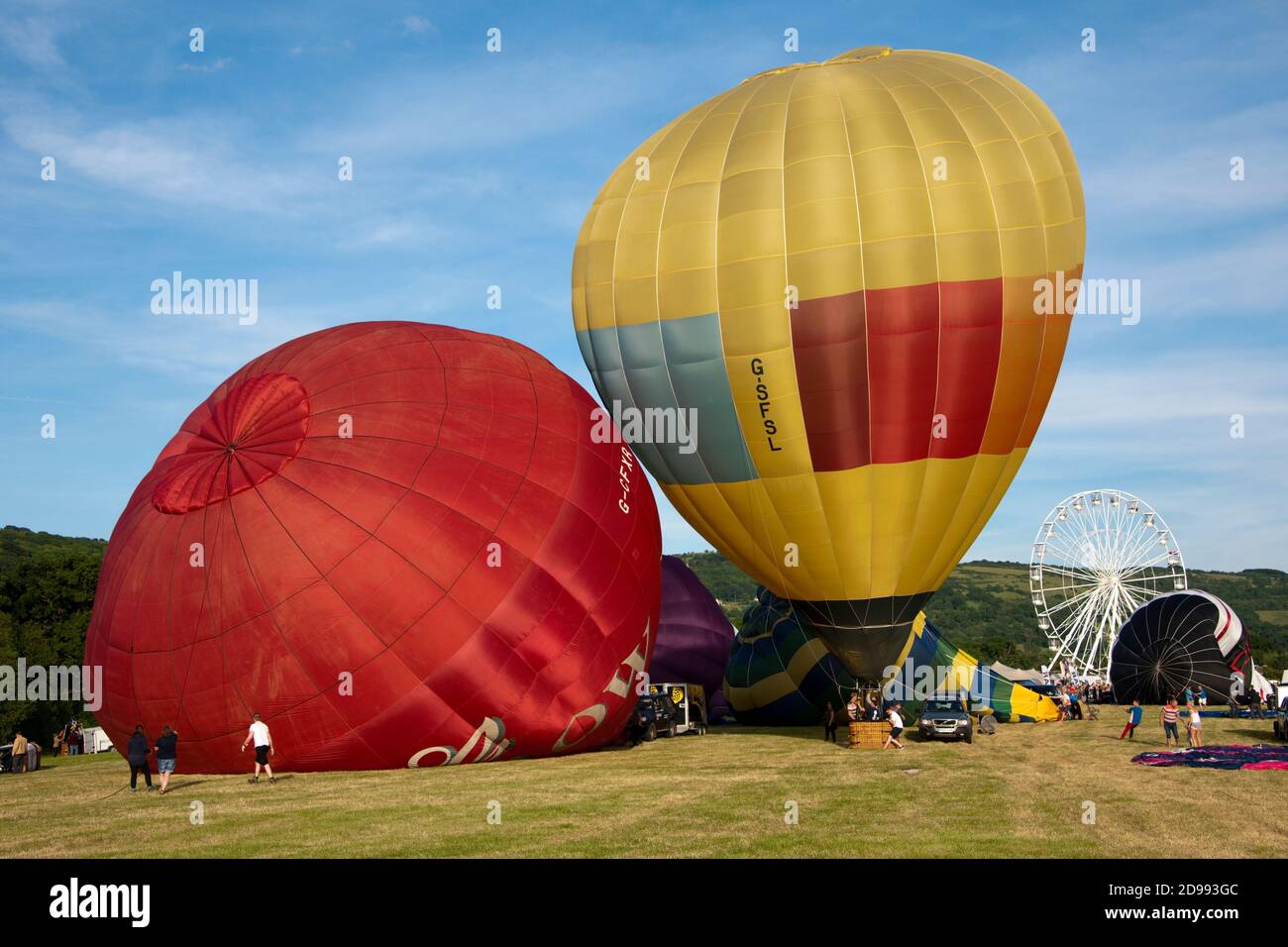 Hot Air Balloons Getting Ready For Take Off At The Cheltenham Balloon