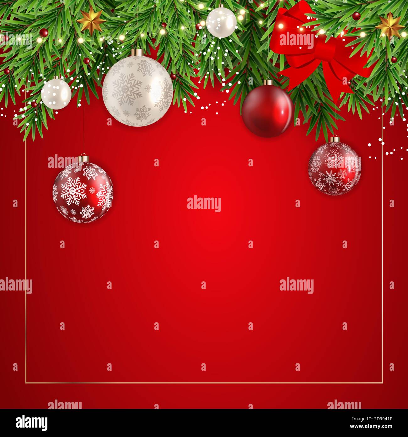 Christmas Background with fir and balls on transparent background ...