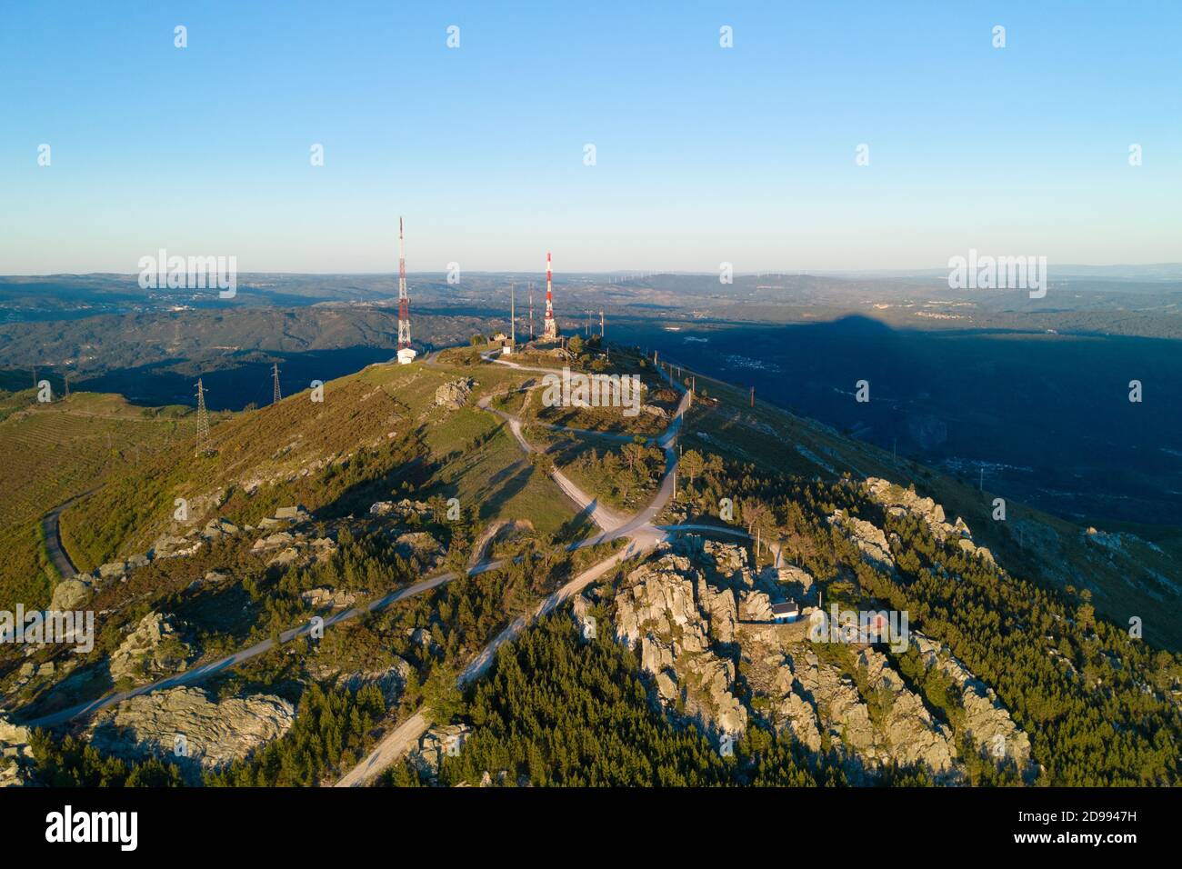 Serra da Freita drone aerial view landscape of Sao Macario viewpoint, in Portugal Stock Photo