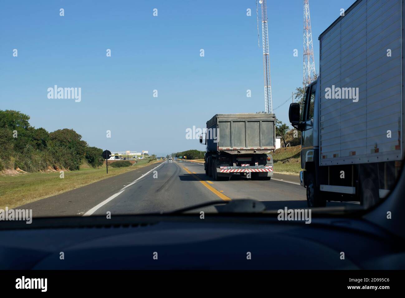 Passenger point of view in an overtaking Stock Photo
