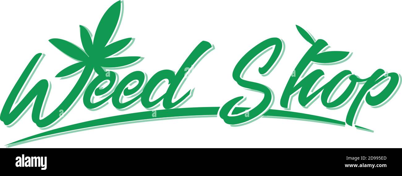 green weed shop logo. vector Stock Vector