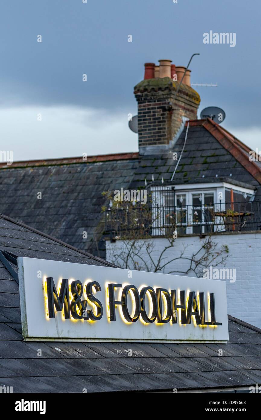 marks and spencer m and s food hall retailer in cowes on the isle of wight. food supermarket. Stock Photo