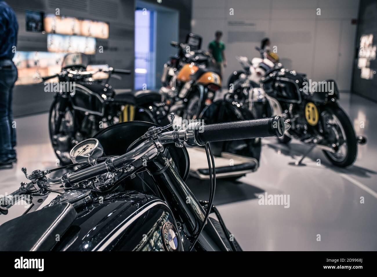 Munich/ Germany - May, 24 2019: classic BMW motorcycles in BMW Museum/ BMW Welt Stock Photo