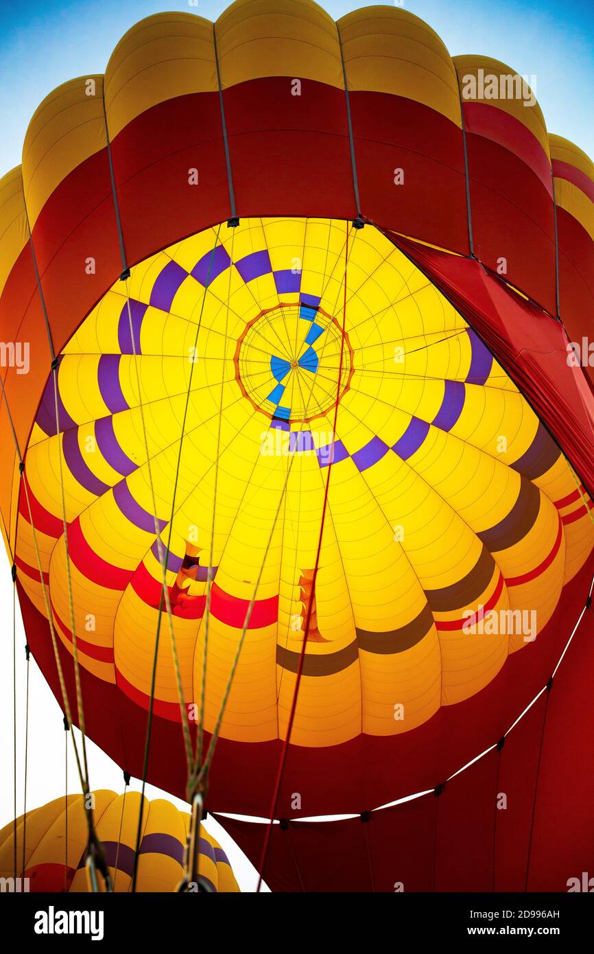 Inside Yellow and Red Hot Air Balloon Pattern Stock Photo