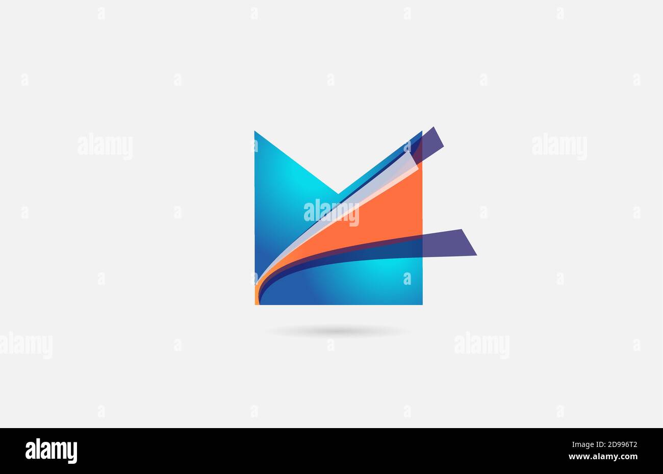 line orange blue M alphabet letter logo icon for company. Creative ...