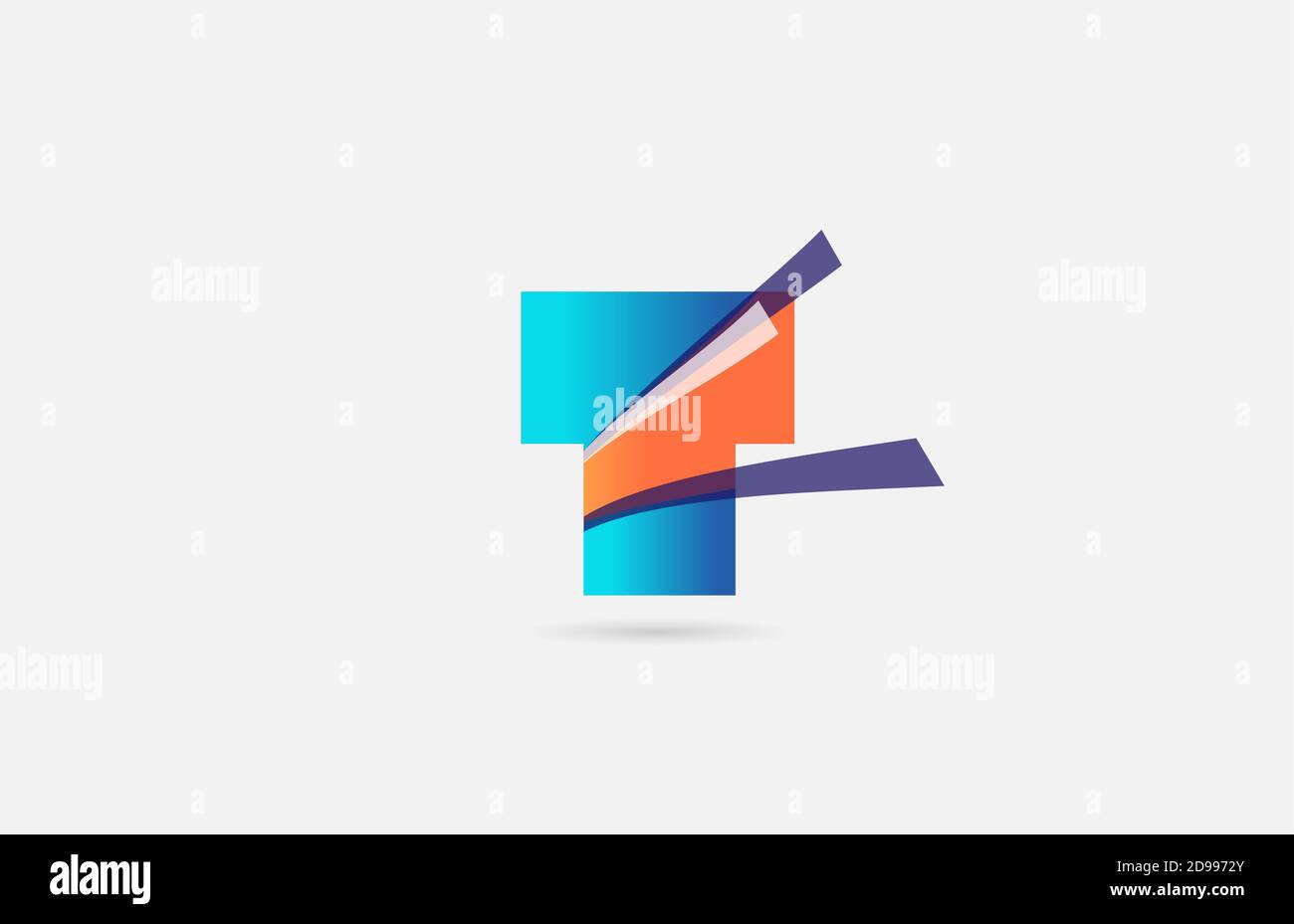 line orange blue T alphabet letter logo icon for company. Creative ...