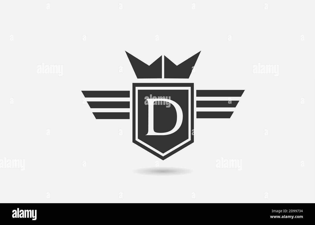 D alphabet letter logo icon for company in black and white. Creative