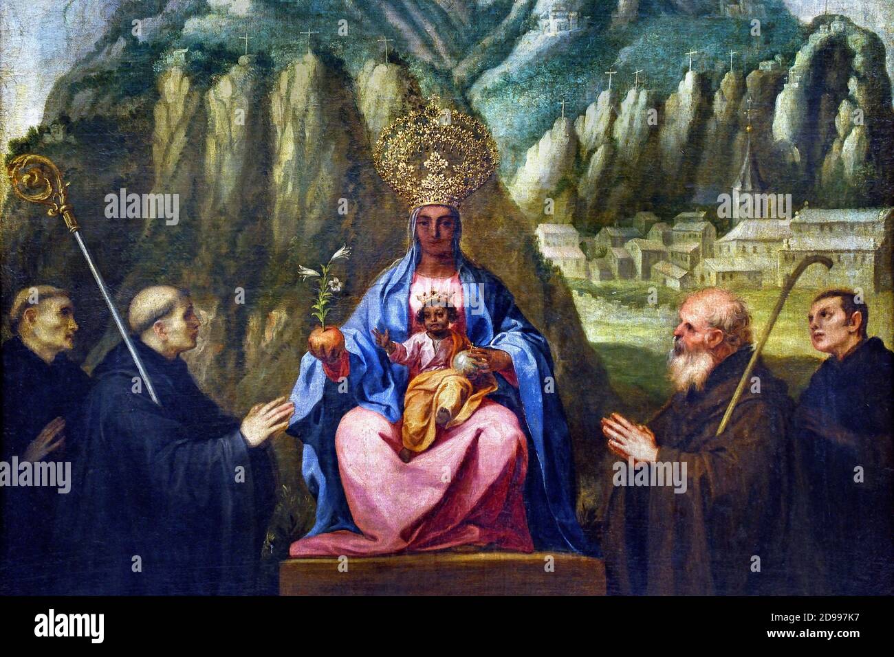 Virgin of Montserrat by Alonso CANO (Granada 1601 – Granada 1667), Spain, Spanish, Lady of Montserrat, Catalonia, Spain. This Black Madonna Stock Photo
