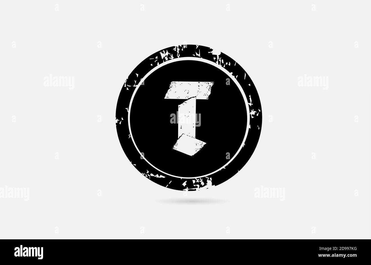 vintage T alphabet letter logo icon template in black and white ...