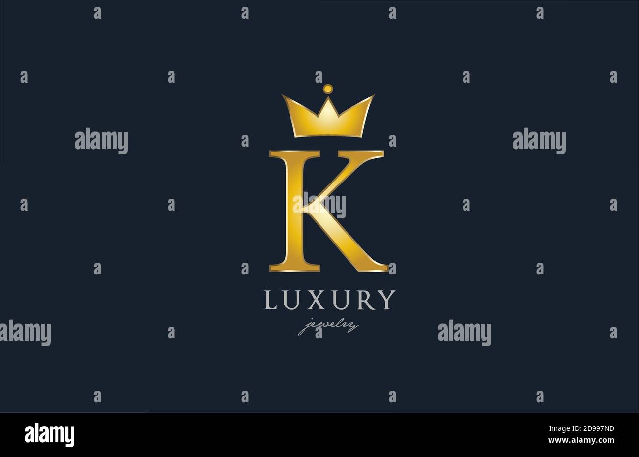 jewelry gold K alphabet letter logo icon. Creative design with king ...