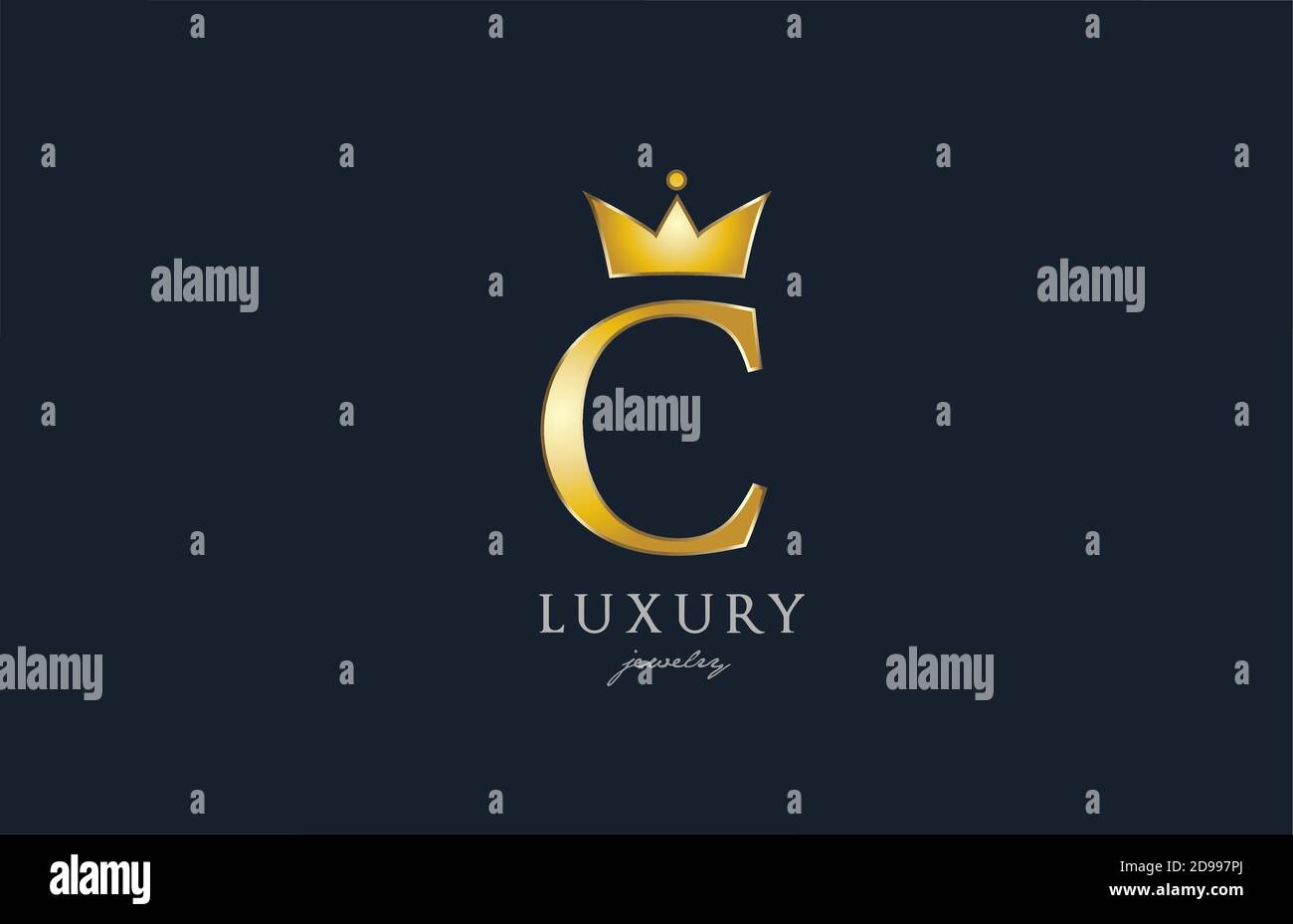 jewelry gold C alphabet letter logo icon. Creative design with king ...