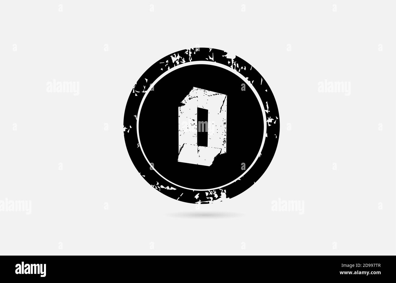 vintage O alphabet letter logo icon template in black and white ...