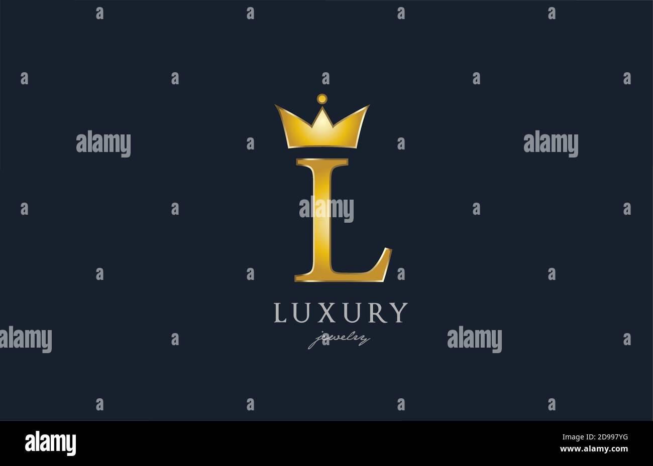 jewelry gold L alphabet letter logo icon. Creative design with king ...