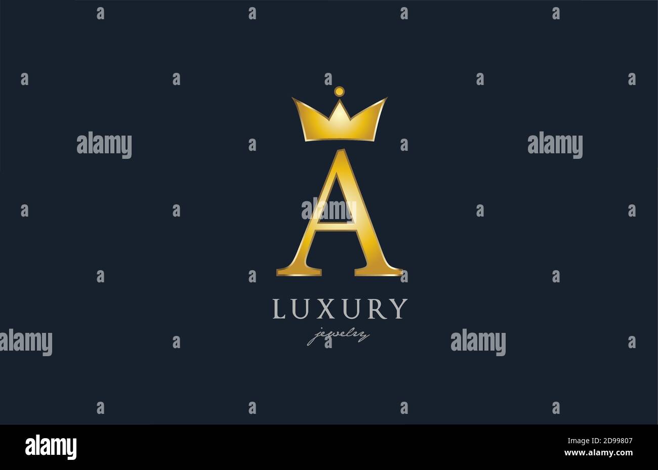 jewelry gold A alphabet letter logo icon. Creative design with king ...