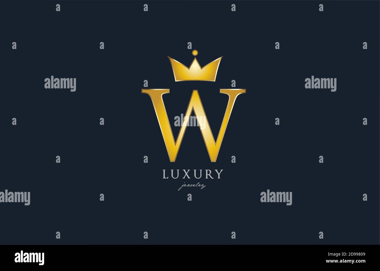 jewelry gold W alphabet letter logo icon. Creative design with king ...