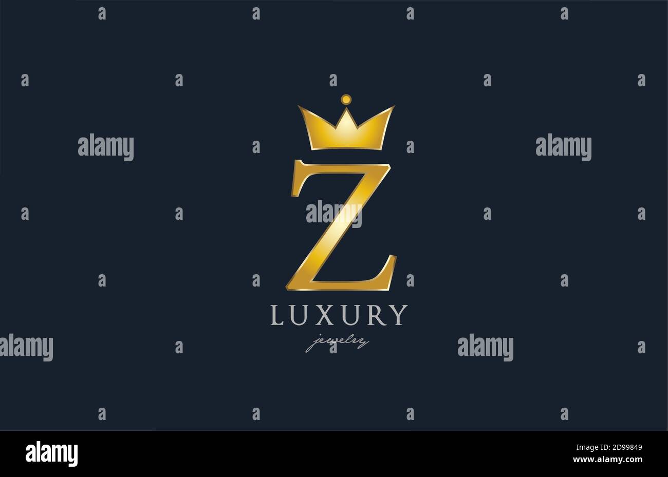 jewelry gold Z alphabet letter logo icon. Creative design with king ...