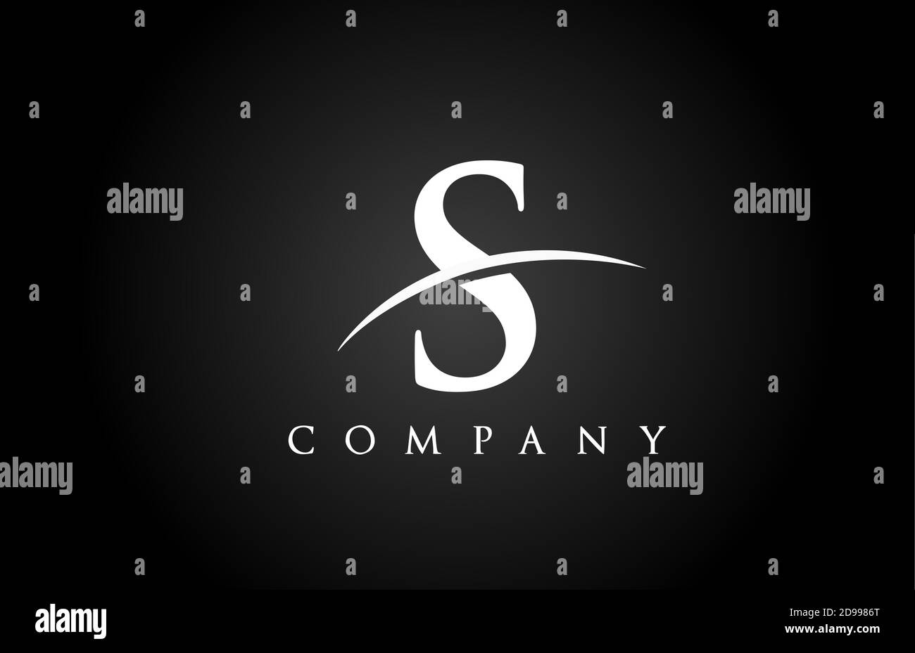 black white S alphabet letter logo icon for company. Simple swoosh ...
