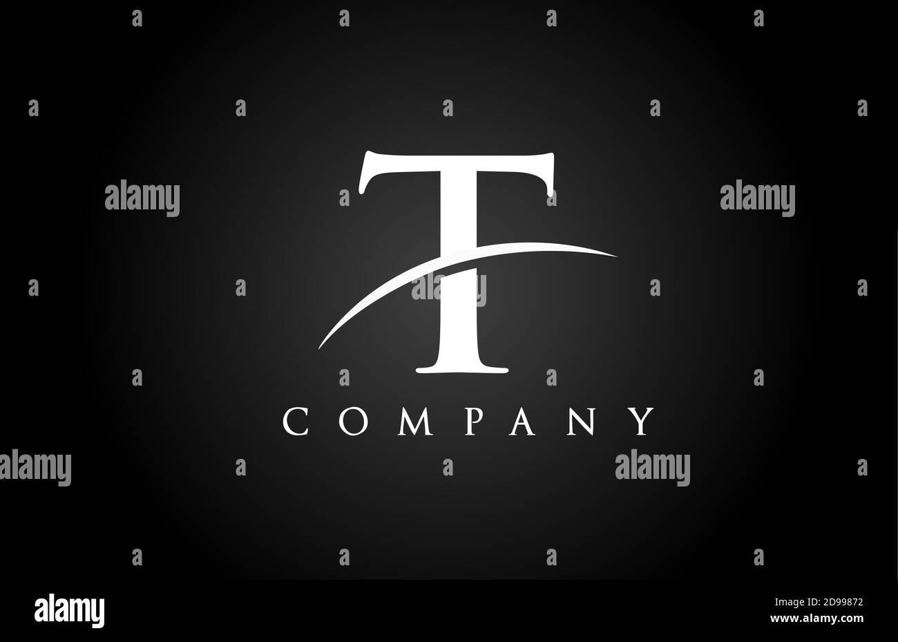 black white T alphabet letter logo icon for company. Simple swoosh ...