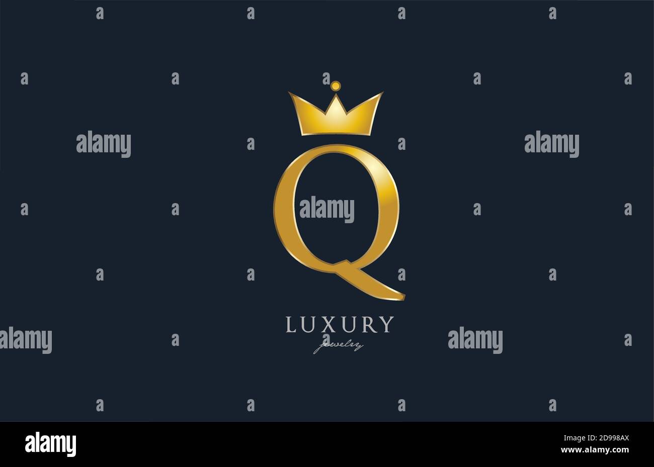 jewelry gold Q alphabet letter logo icon. Creative design with king ...