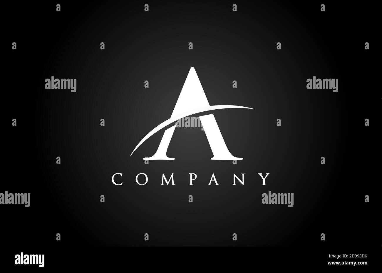 black white A alphabet letter logo icon for company. Simple swoosh ...