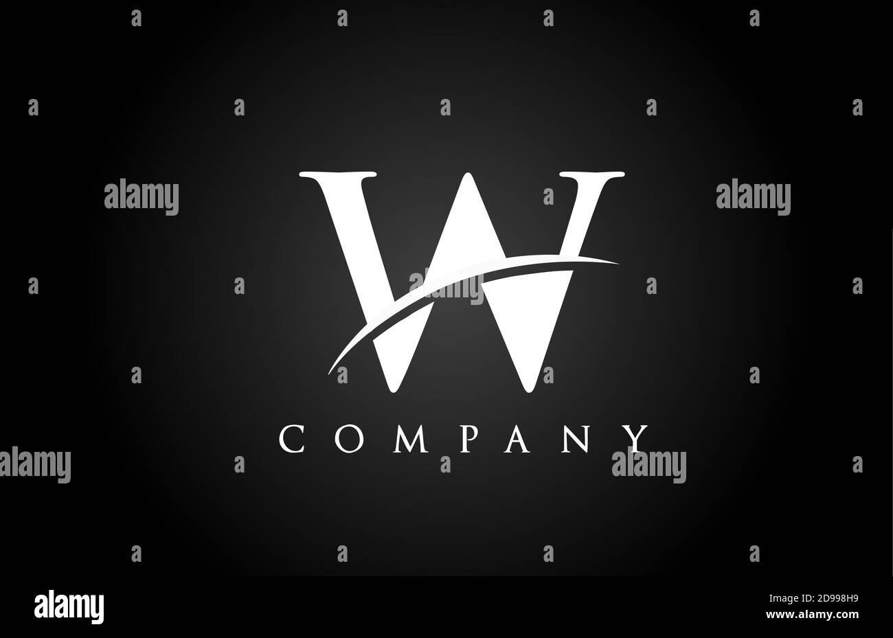 black white W alphabet letter logo icon for company. Simple swoosh ...