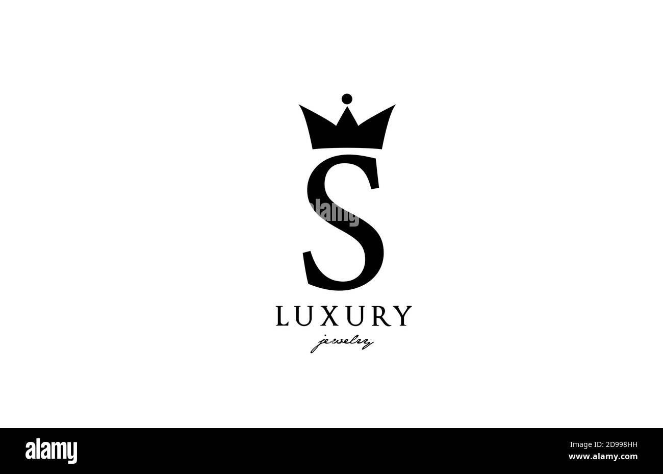 S alphabet letter logo icon in black and white color. Creative design with king crown for luxury or fashion company and business Stock Vector