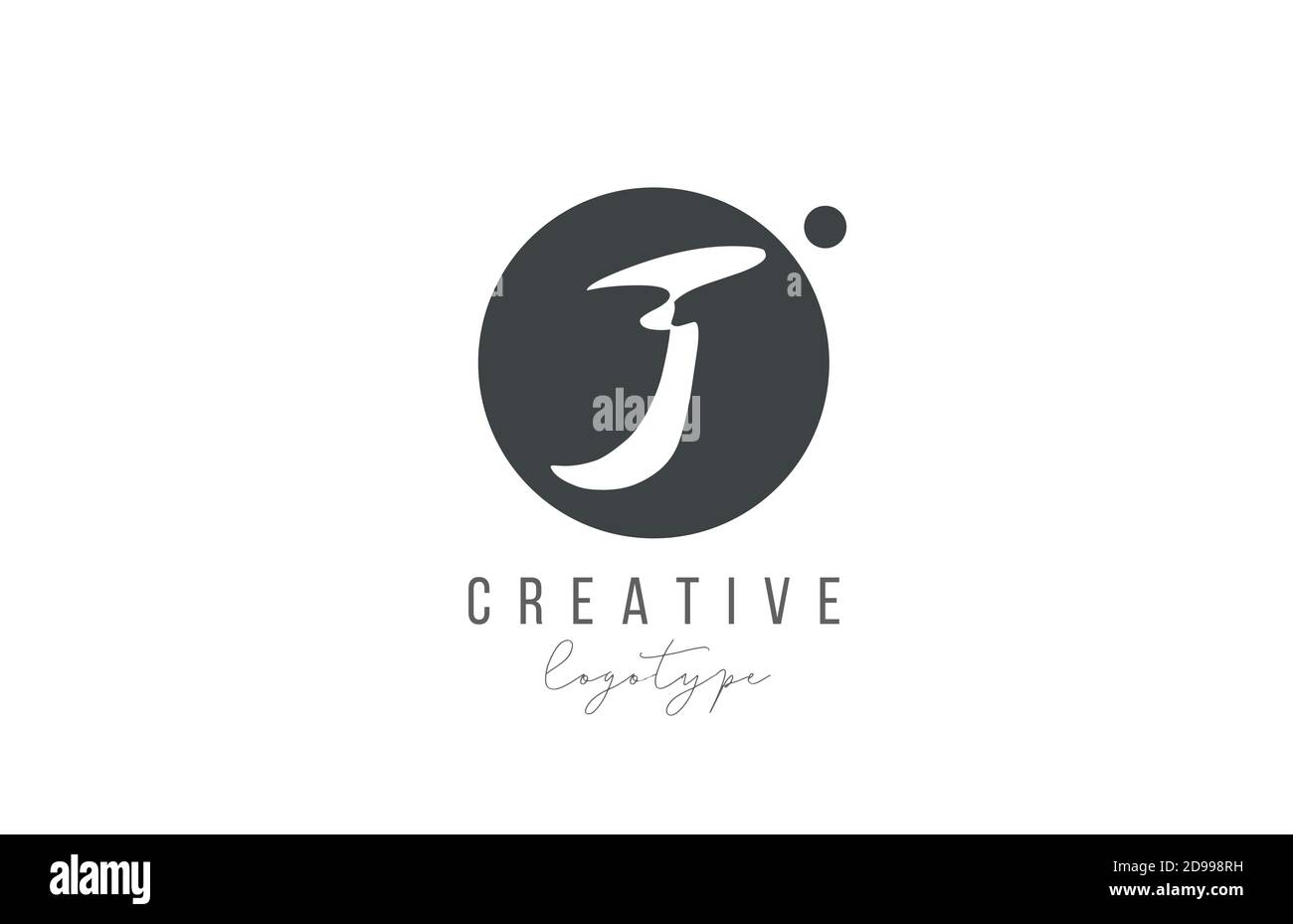 J alphabet letter logo icon in black and white color. Creative circle ...
