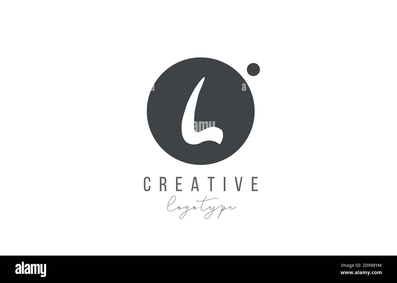 L alphabet letter logo icon in black and white color. Creative circle ...
