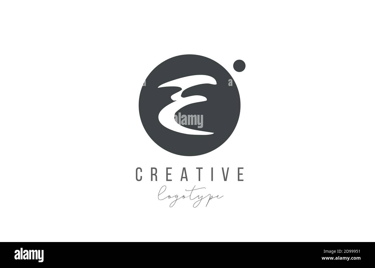 E alphabet letter logo icon in black and white color. Creative circle ...