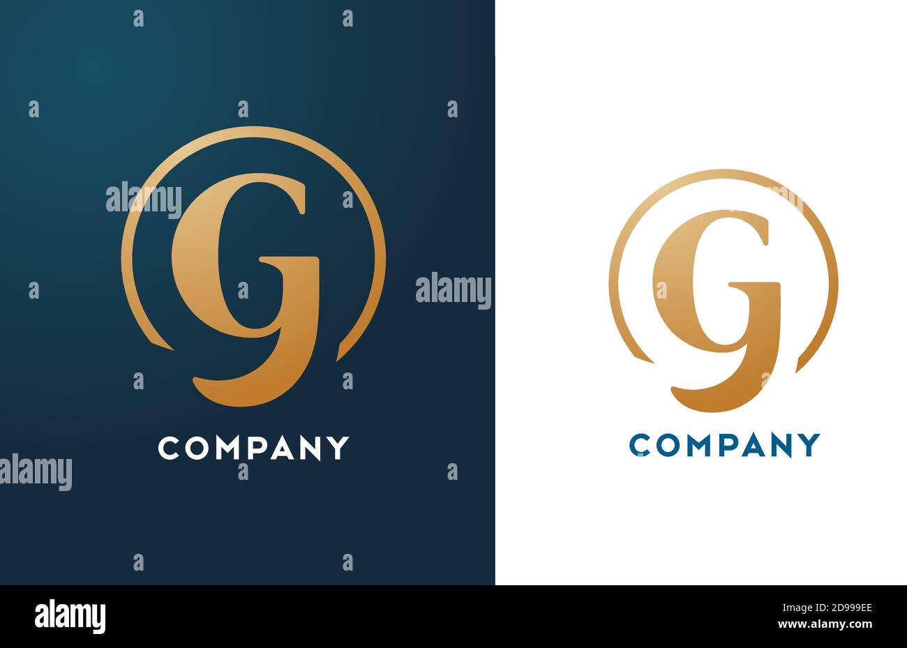 G alphabet letter logo icon in gold and blue color. Simple and creative ...