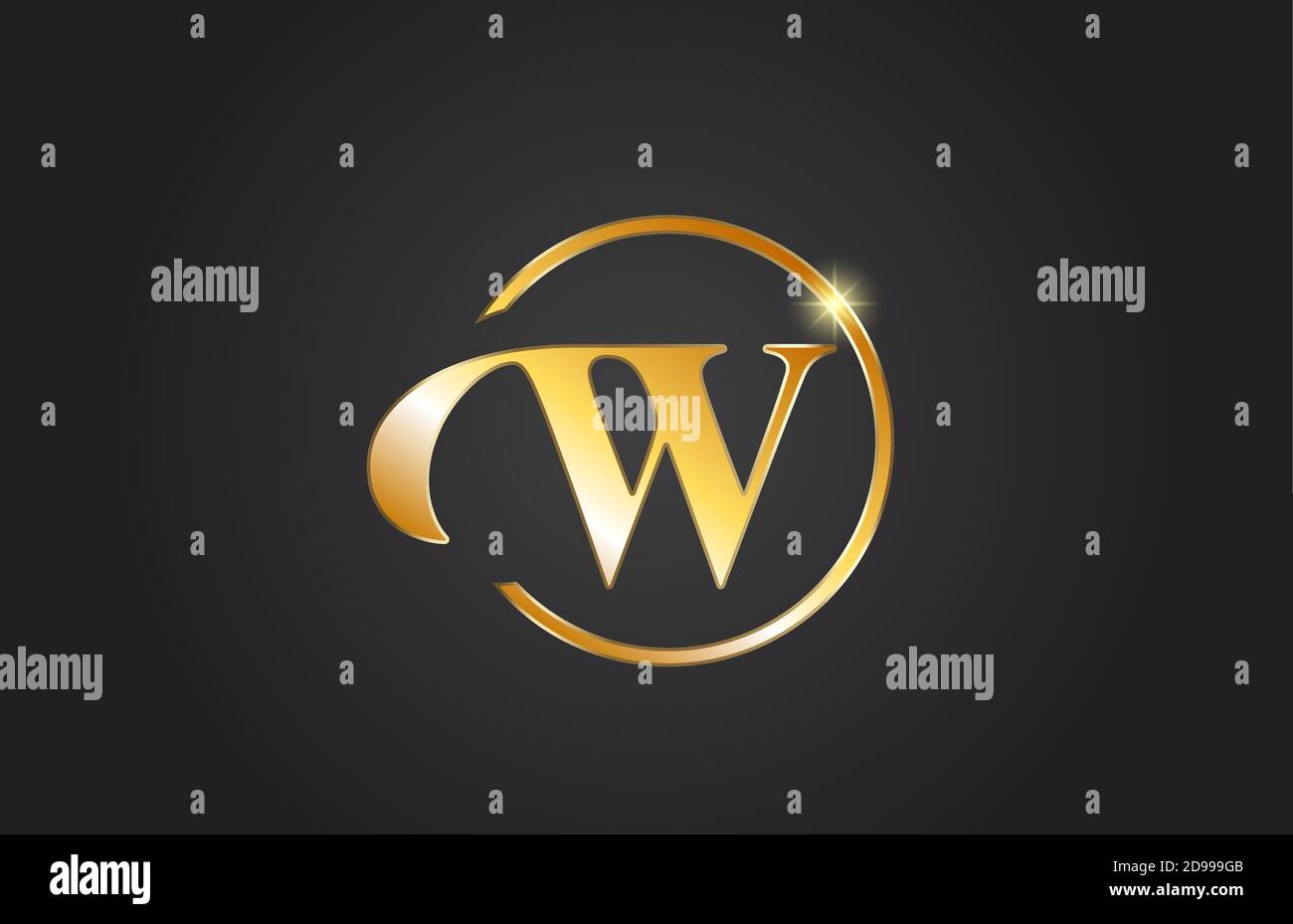 golden W alphabet letter logo icon in yellow and black color. Simple ...