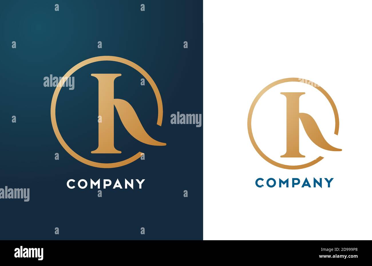 I alphabet letter logo icon in gold and blue color. Simple and creative ...
