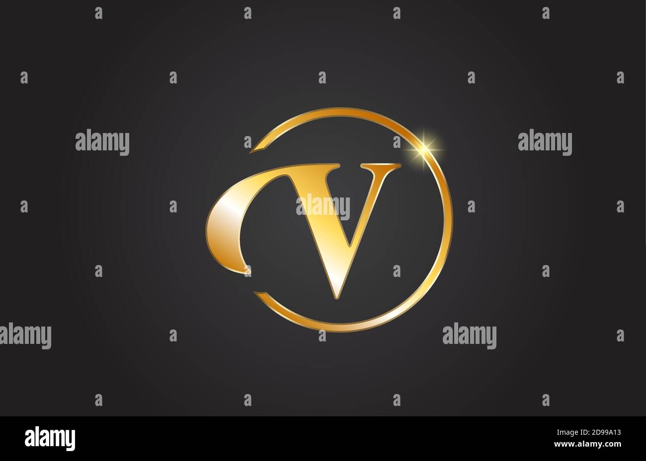 Golden V Alphabet Letter Logo Icon In Yellow And Black Color Simple And Creative Gold Circle Design For Company And Business Stock Vector Image Art Alamy