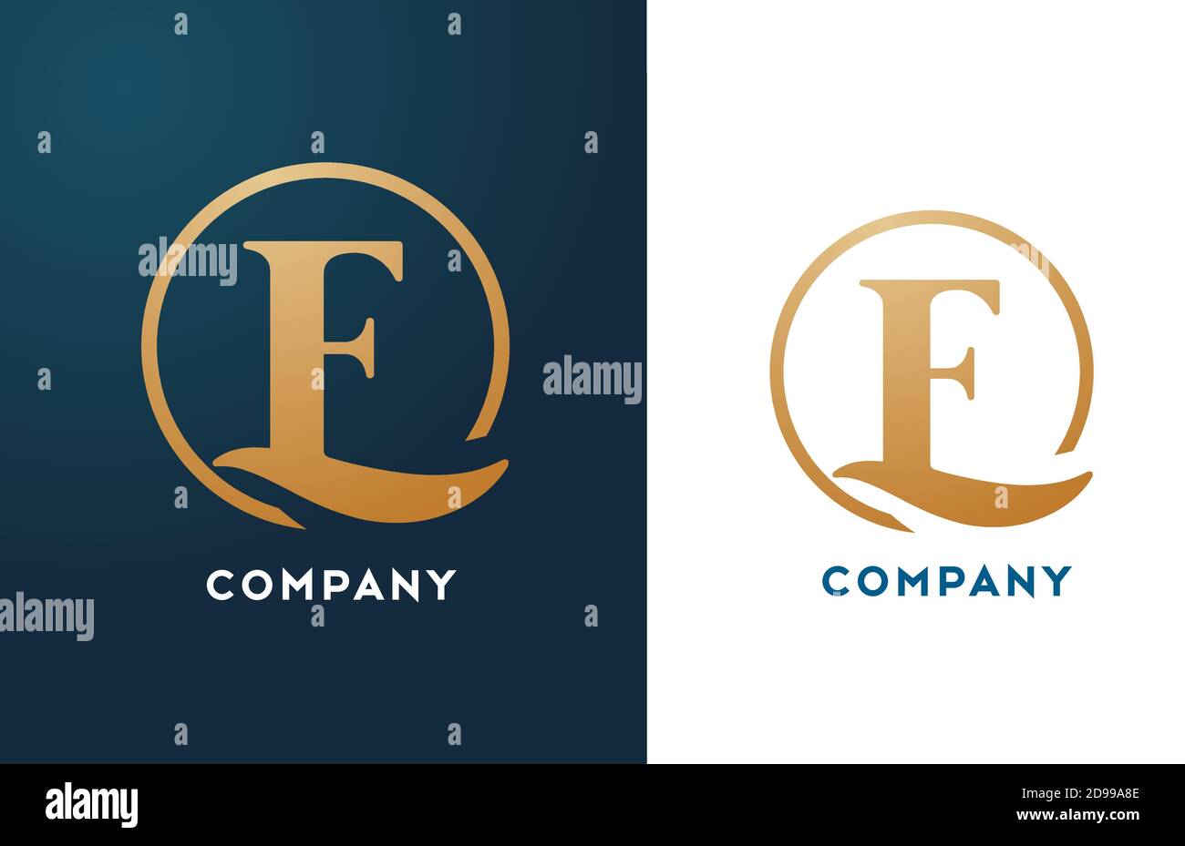 E alphabet letter logo icon in gold and blue color. Simple and creative ...