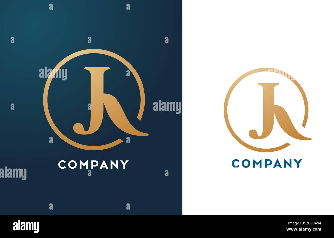 J alphabet letter logo icon in gold and blue color. Simple and creative ...