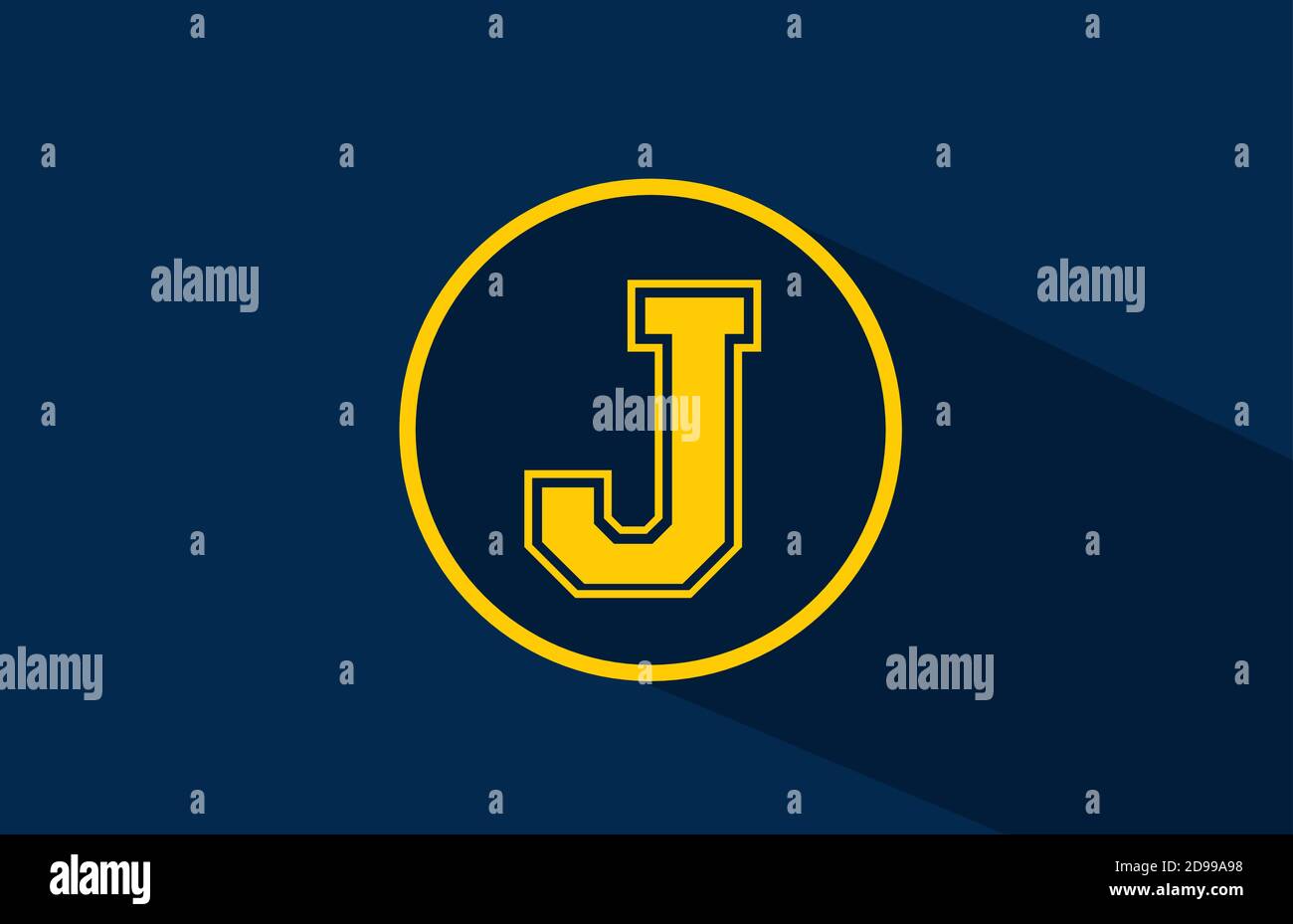yellow blue J alphabet letter logo icon with circle. Simple and ...